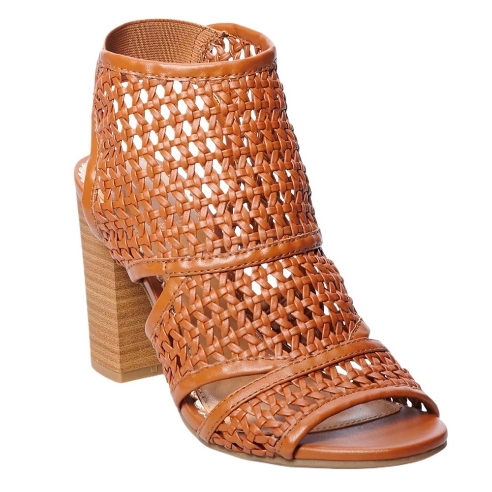 LC Lauren Conrad Boho Beach Cognac Morganite Peep Toe Ankle Boots Size 7